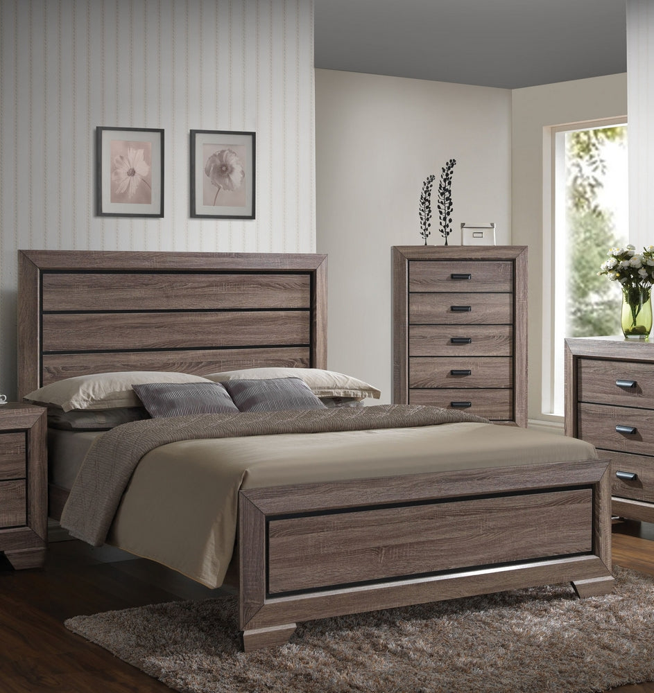 Lyndon Weathered Gray Grain Wood Queen Panel Bed