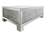 Jurnee Clear Mirror Coffee Table with Encrusted Crystals