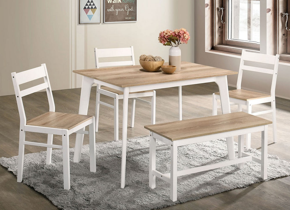 Debbie 5Pc Natural/White Wood Dining Table Set