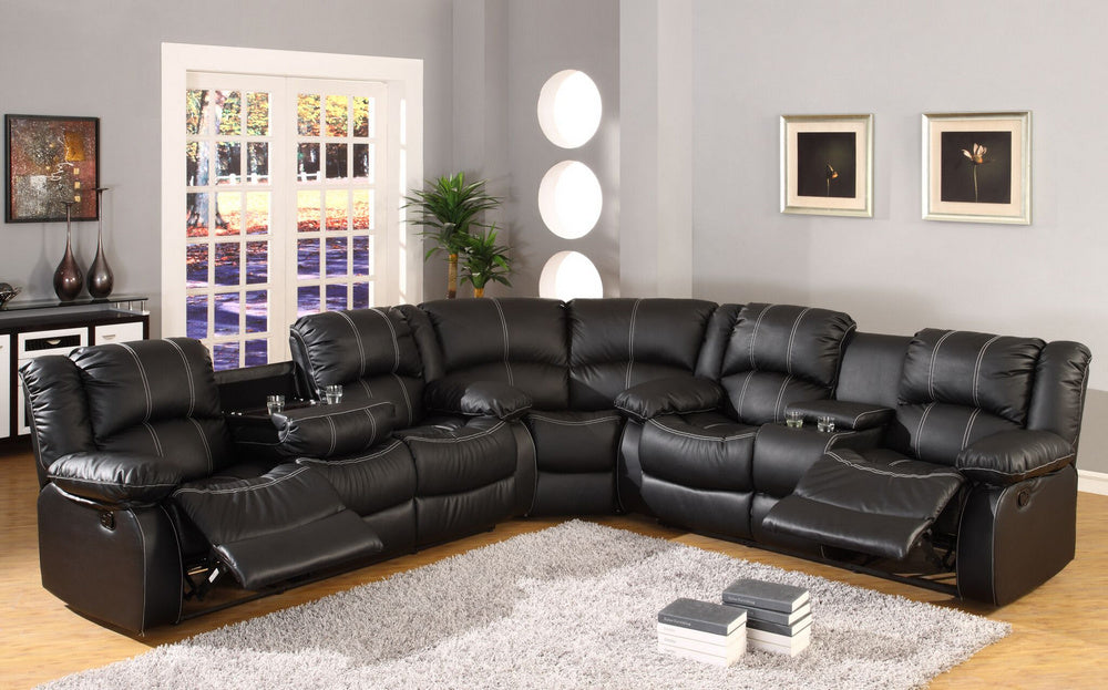 Ada 3-Pc Black Manual Recliner Sectional