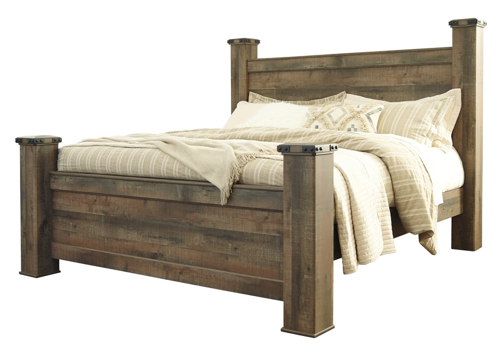 Trinell Brown Wood King Poster Bed