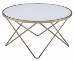 Valora Champagne Finish Metal/Frosted Glass Round Coffee Table