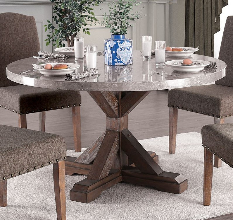 Bridgen Gray Genuine Marble/Wood Dining Table