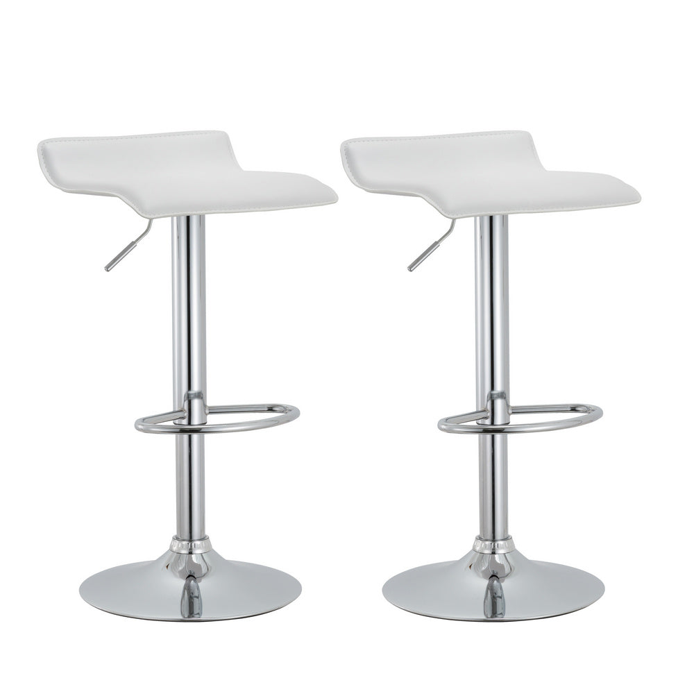 Romola 2 White PU Leather Swivel Bar Stools w/Footrest