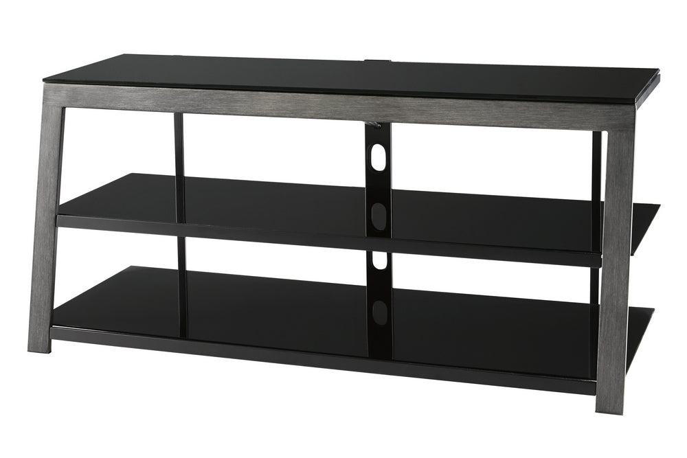 Rollynx Black Glass/Silver Metal TV Stand