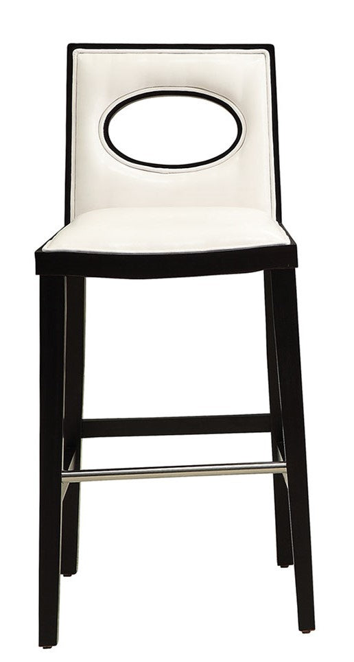 Suzie 2 White PU Leather/Espresso Wood 29" Bar Chairs