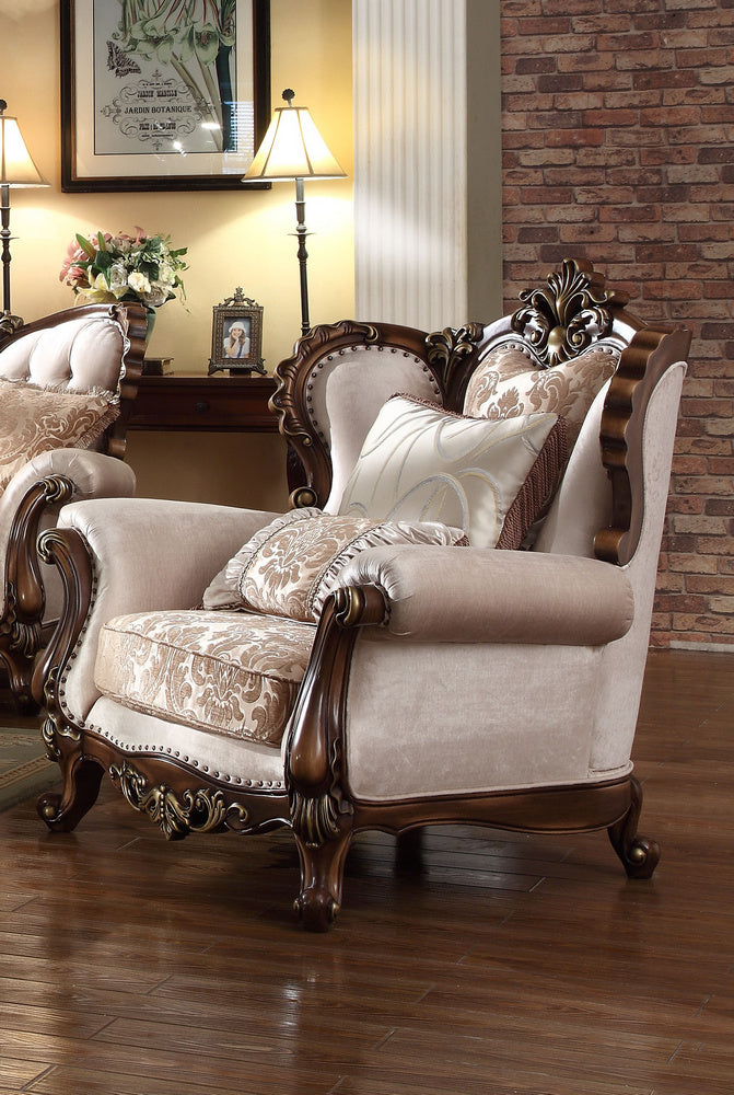 Leonora Beige Chenille Fabric Chair