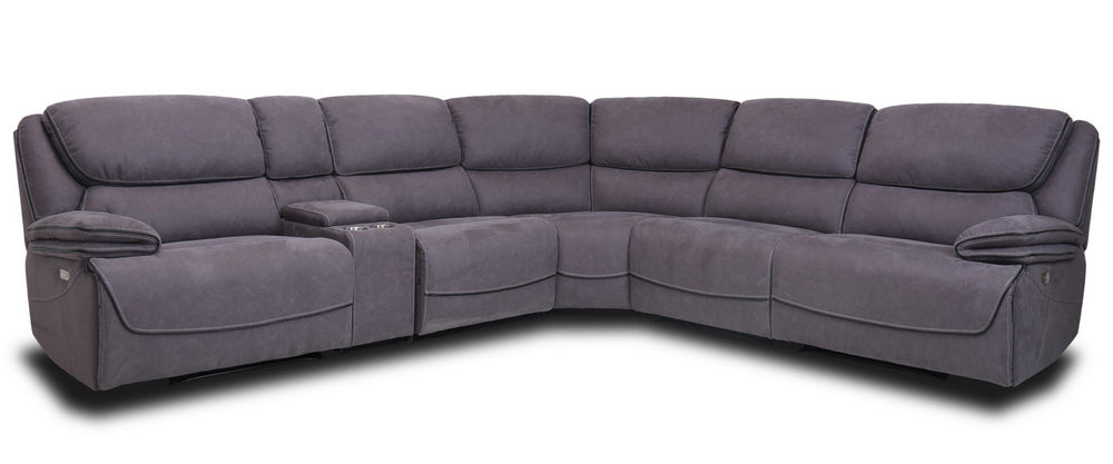 Levi 6-Pc Gray Fabric Power Recliner Sectional Sofa