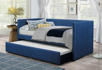 Therese Blue Fabric Twin Daybed with Trundle