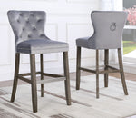 Vienne 2 Gray Velvet/Wood Bar Chairs