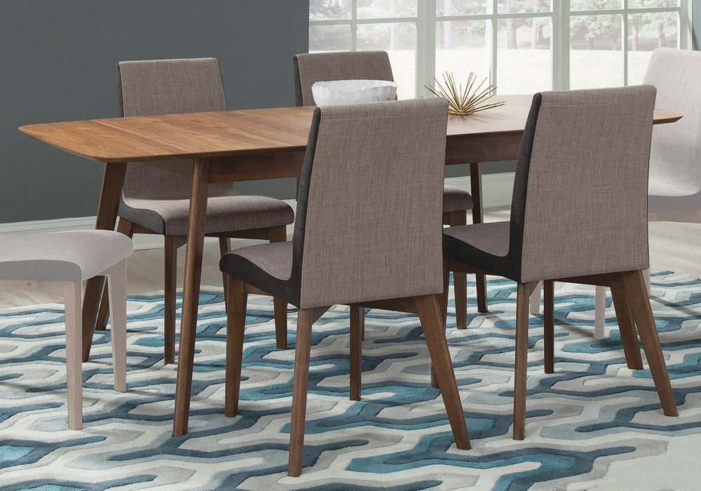 Redbridge 5-Pc Natural Walnut Wood/Fabric Dining Table Set