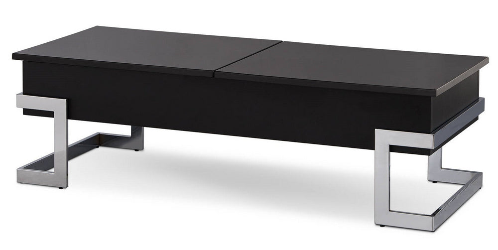 Calnan Black Wood/Chrome Metal Lift Top Coffee Table