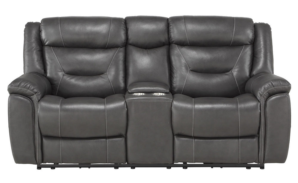 Danio Dark Gray Power Recliner Loveseat with Console