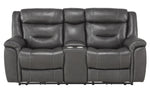 Danio Dark Gray Power Recliner Loveseat with Console