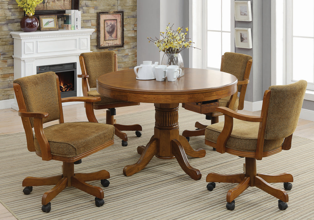 Mitchell 5-Pc Amber Wood Game/Dining Table Set