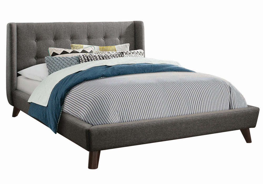 Carrington Grey Woven Fabric Cal King Platform Bed