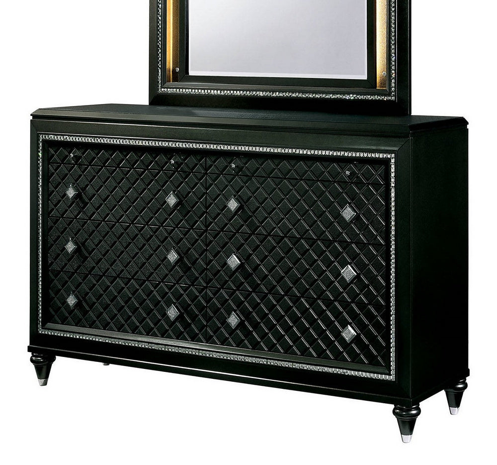 Demetria Metal Gray Wood Dresser w/Mirror Trim