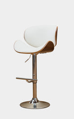 Emilia Walnut/White PU Leather Swivel Bar Stool