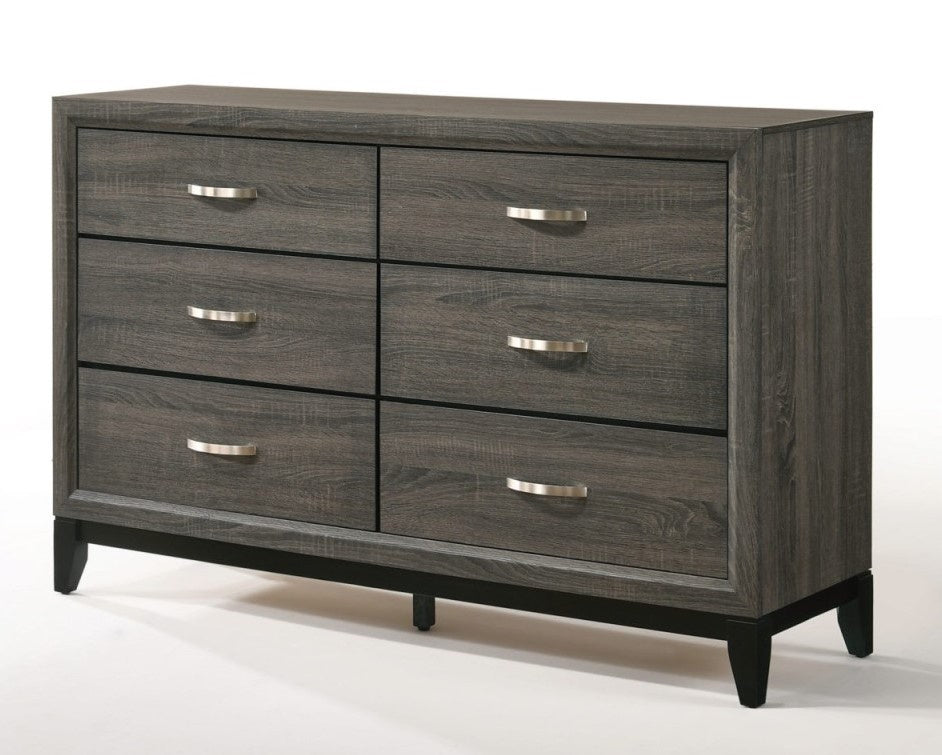 Valdemar Weathered Gray Wood Dresser with 6 Drawers