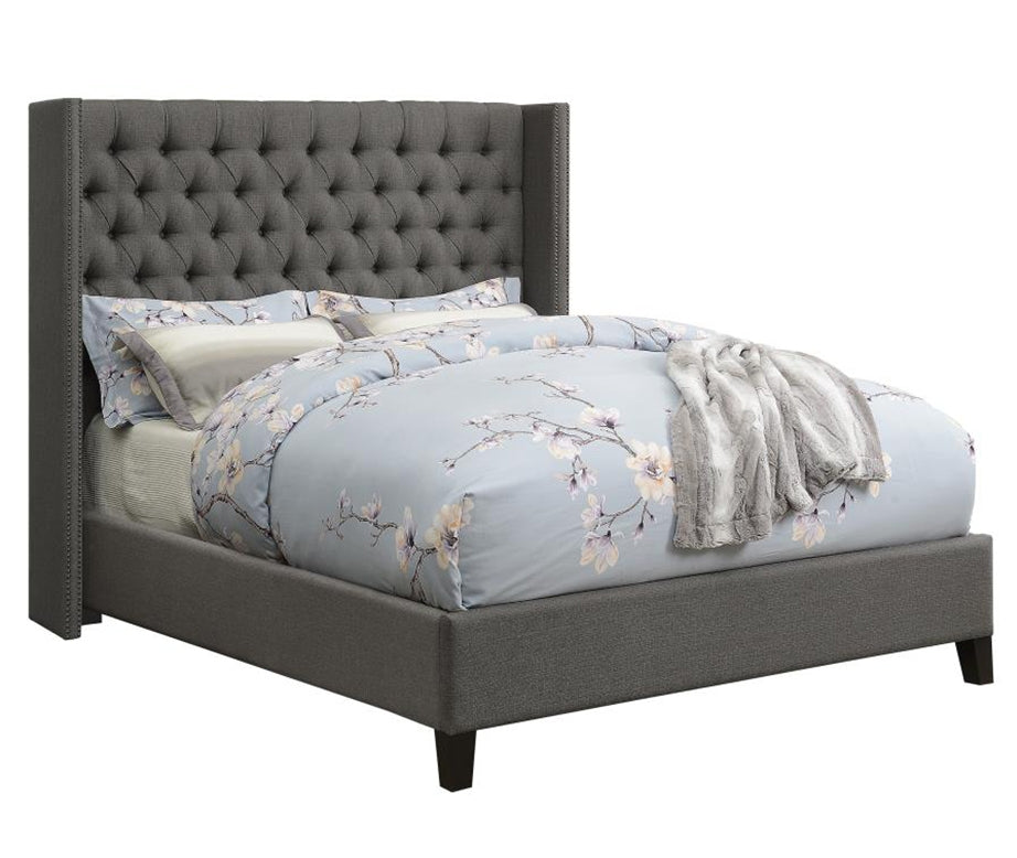 Bancroft Grey Woven Fabric Upholstered Queen Bed