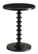 Acton Black Wood Round Side Table with Turned Pedestal