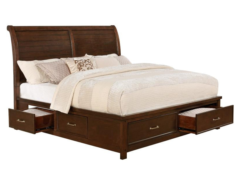 Barstow Pinot Noir Wood King Sleigh Storage Bed