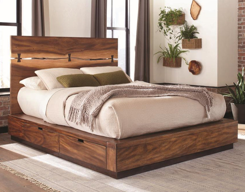 Madden Smokey Walnut Wood Queen Storage Bed (Oversized)