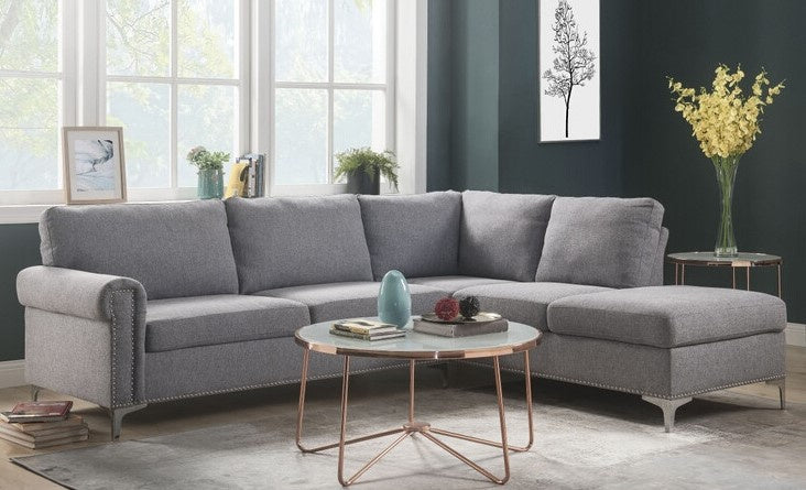 Melvyn 2-Pc Gray Fabric RAF Sectional Sofa