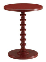 Acton Red Wood Round Side Table with Turned Pedestal