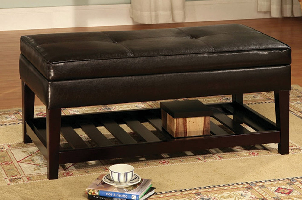 Ettie Espresso PU Leather Bench w/Storage