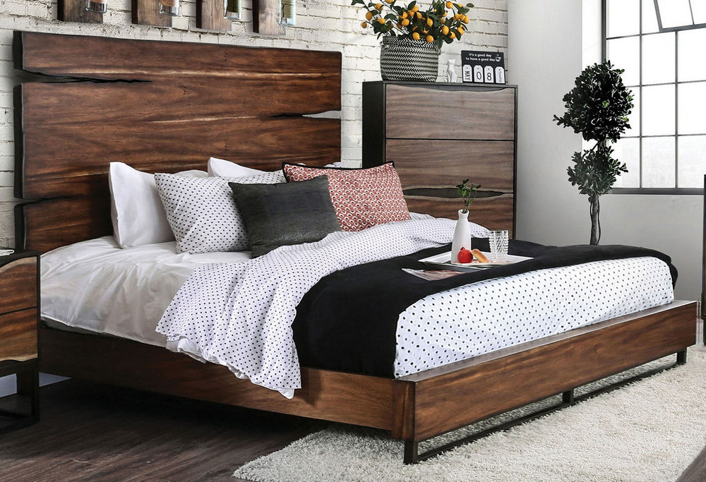 Fulton Dark Walnut Wood King Bed (Oversized)