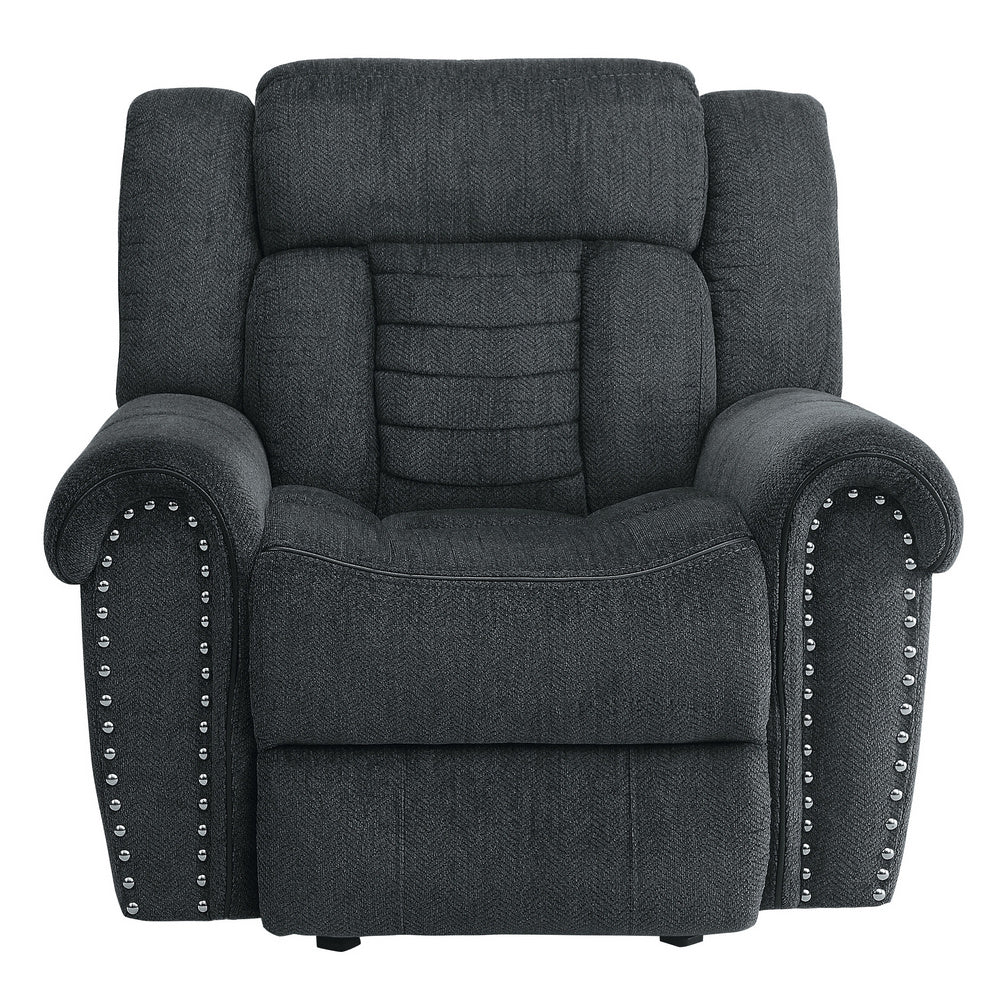 Nutmeg Charcoal Gray Fabric Manual Recliner