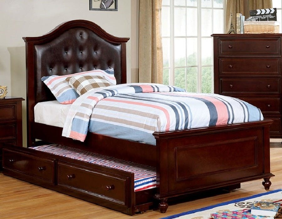 Olivia Dark Walnut Twin Platform Bed w/Trundle