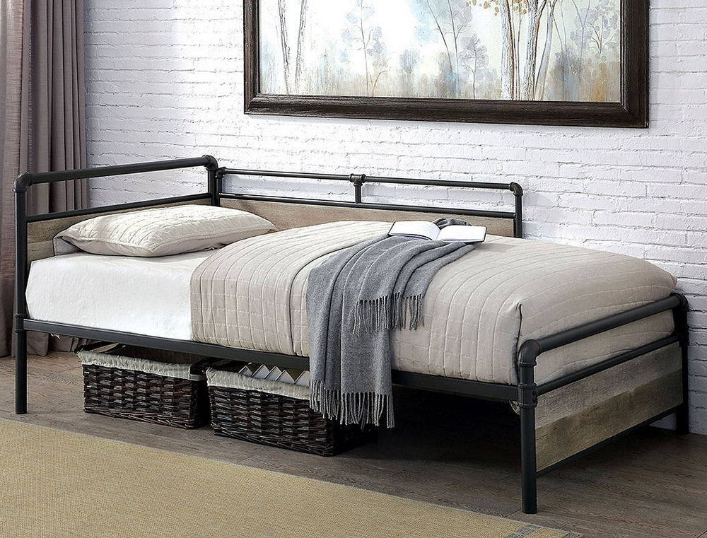 Vidar Sand Black Metal/Wood Twin Daybed