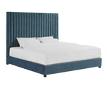 Arabelle Sea Blue Velvet King Platform Bed (Oversized)