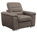 Alfio Taupe Microfiber Fabric Chair w/ Pull-out Ottoman