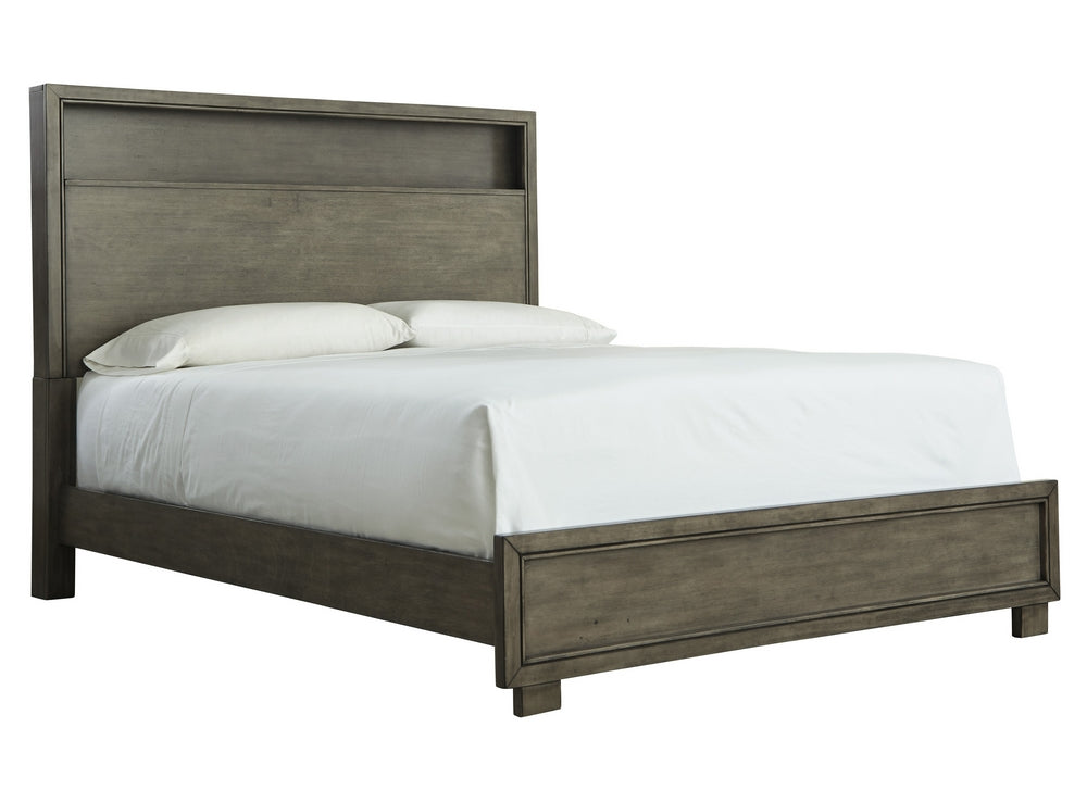 Arnett Gray Wood Full Bookcase Bed