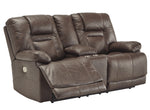 Wurstrow Umber Leather Power Recliner Loveseat