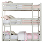 Ronnie Light Gray Wood Triple Twin Bunk Bed