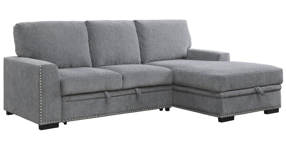 Morelia 2-Pc Dark Gray RAF Sectional with Pull-out Bed