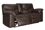 Boxberg Teak Faux Leather Manual Recliner Loveseat