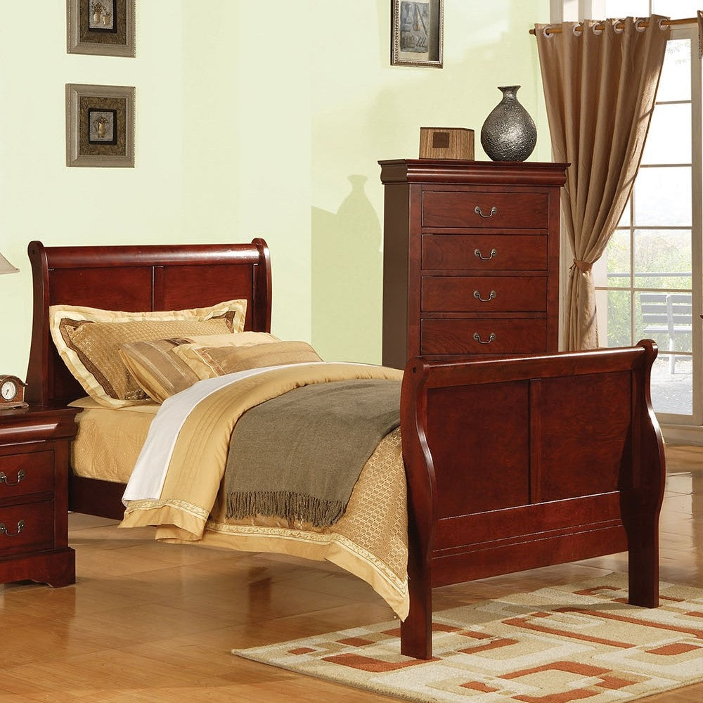 Louis Philippe III Cherry Wood Twin Sleigh Bed