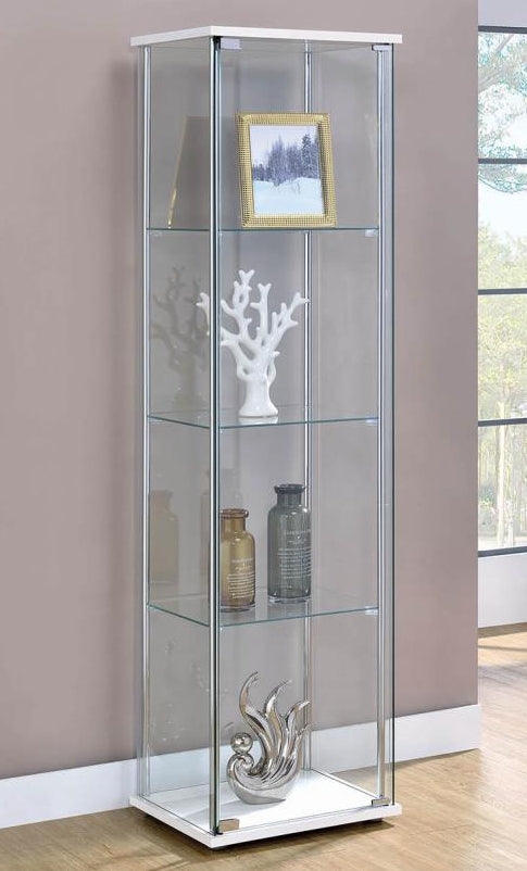 Jennica Clear Glass/White Wood Curio Cabinet