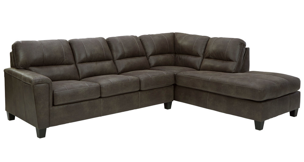 Navi 2-Pc Smoke Faux Leather RAF Sectional (Oversized)