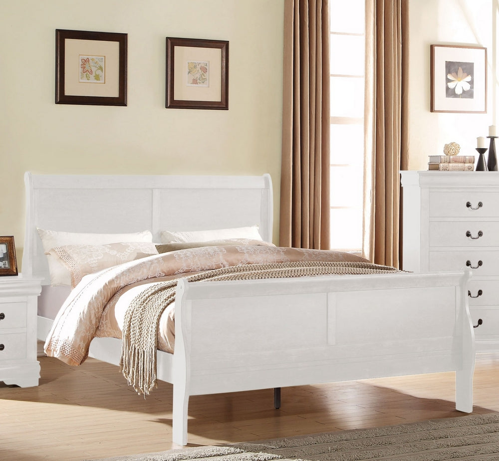 Louis Philippe White Wood Twin Sleigh Bed