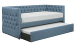 Adalie Blue Fabric Tufted Twin Daybed with Trundle