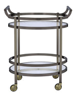 Lakelyn Brushed Bronze Metal/Clear Glass Oval Serving Cart