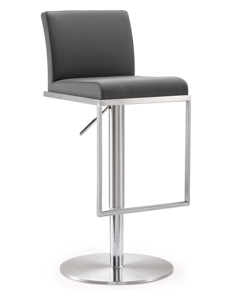 Amalfi Grey Vegan Leather/Metal Adjustable Bar Stool