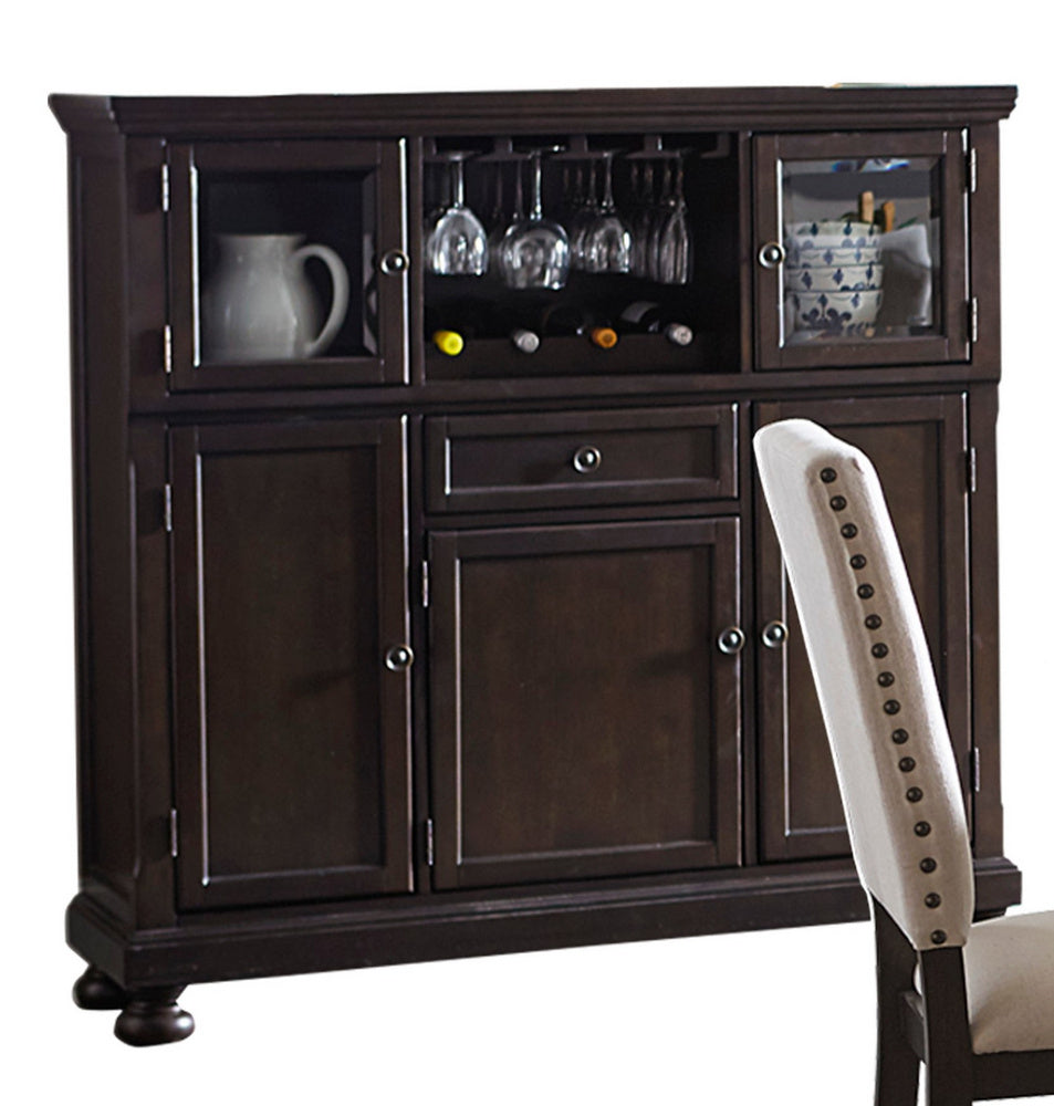 Begonia Gray Wood Curio with 4-Bottle Wine Rack