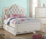 Edalene Pearl White Pine Wood Full Bed with Trundle